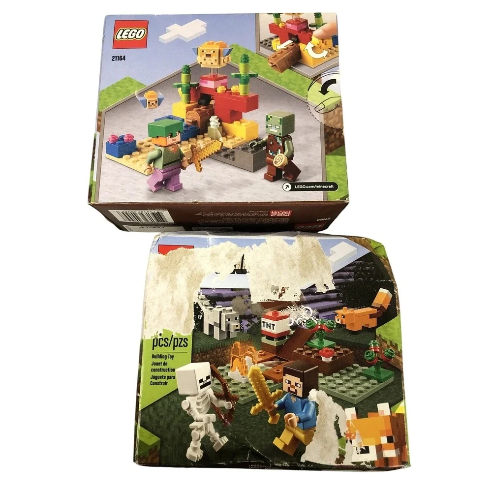 LEGO Minecraft 21162 The Taiga & 21164‎ Coral Reef Steve Fox Wolf Skeleton